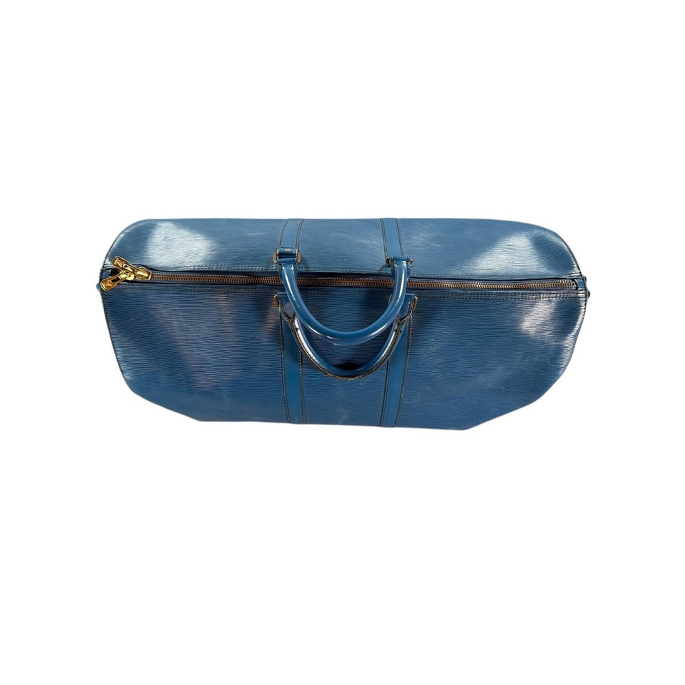 Vintage Louis‎ Vuitton Epi Blue Keepall Travel Duffle Bag Made In France Logo 50 - Picture 2 of 11